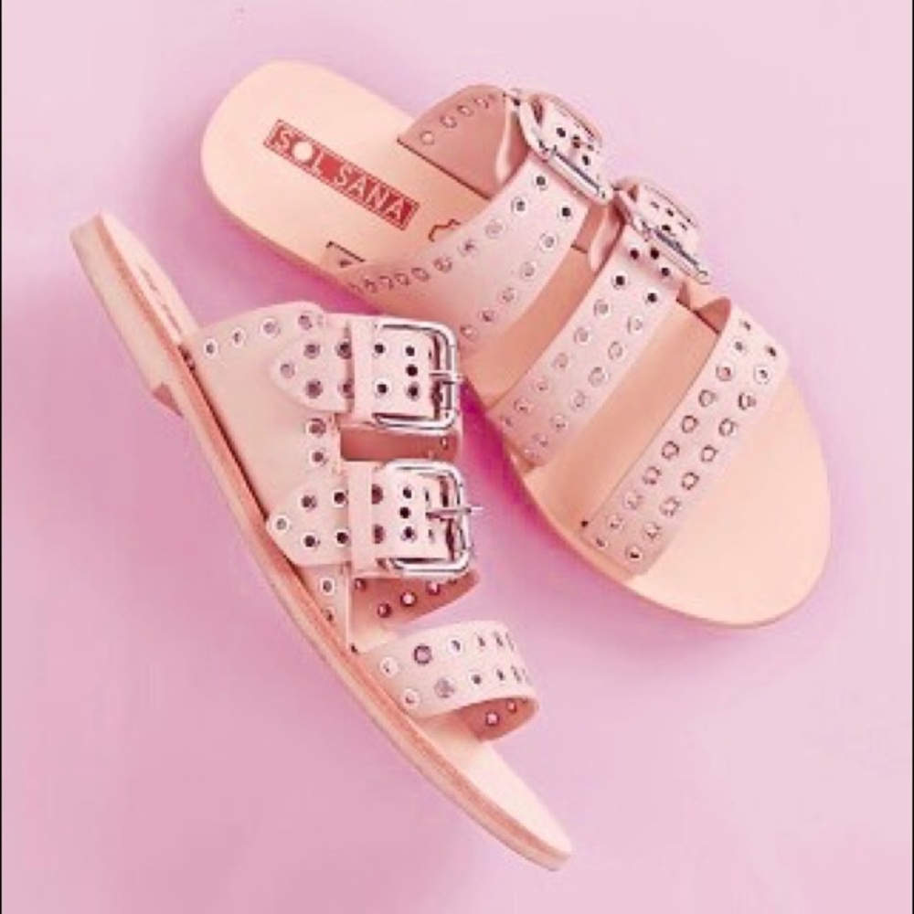 Sol Sana Pink Studded Foster Leather Sandals 36/6